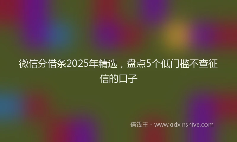 微信分借条2025年精选，盘点5个低门槛不查征信的口子
