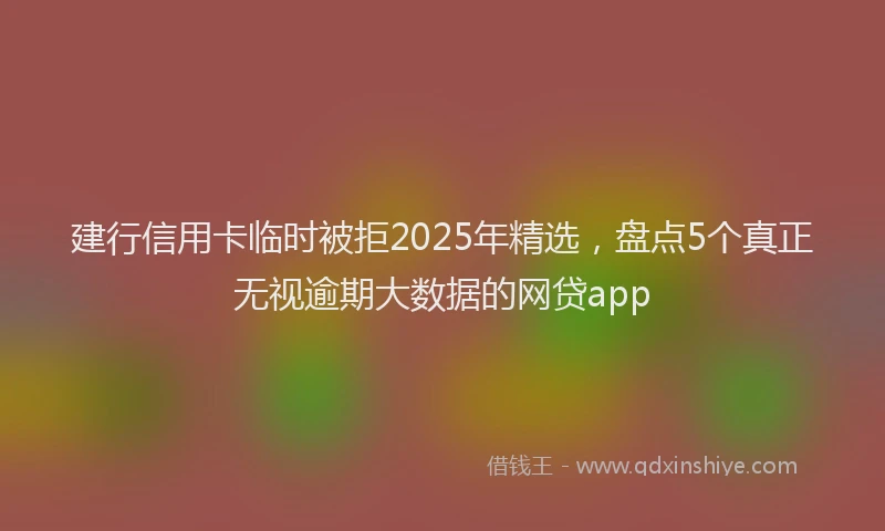 建行信用卡临时被拒2025年精选，盘点5个真正无视逾期大数据的网贷app
