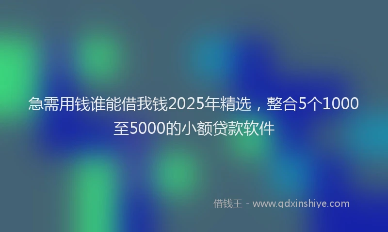 急需用钱谁能借我钱2025年精选，整合5个1000至5000的小额贷款软件