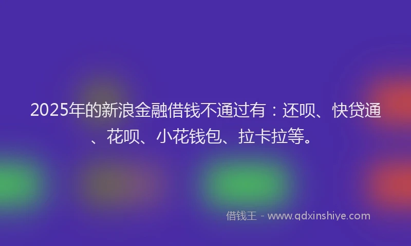 2025年的新浪金融借钱不通过有：还呗、快贷通、花呗、小花钱包、拉卡拉等。