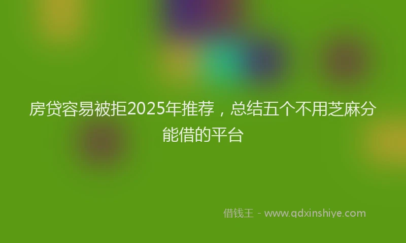 房贷容易被拒2025年推荐，总结五个不用芝麻分能借的平台