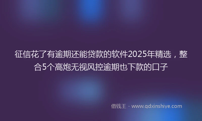征信花了有逾期还能贷款的软件2025年精选，整合5个高炮无视风控逾期也下款的口子