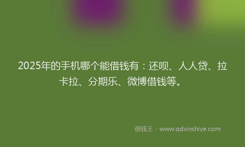2025年的手机哪个能借钱有：还呗、人人贷、拉卡拉、分期乐、微博借钱等。