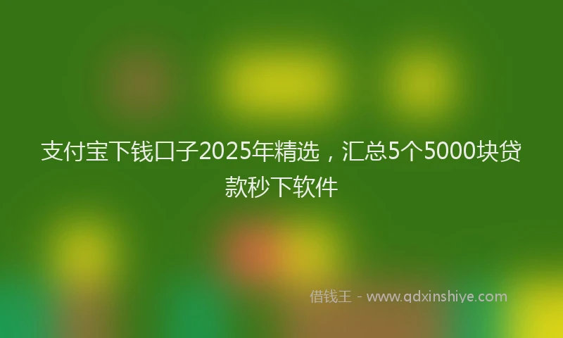 支付宝下钱口子2025年精选，汇总5个5000块贷款秒下软件