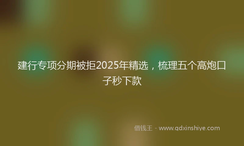 建行专项分期被拒2025年精选，梳理五个高炮口子秒下款