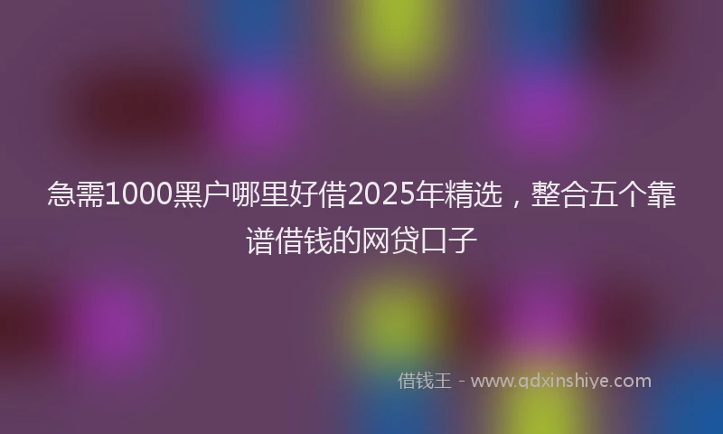 急需1000黑户哪里好借2025年精选，整合五个靠谱借钱的网贷口子