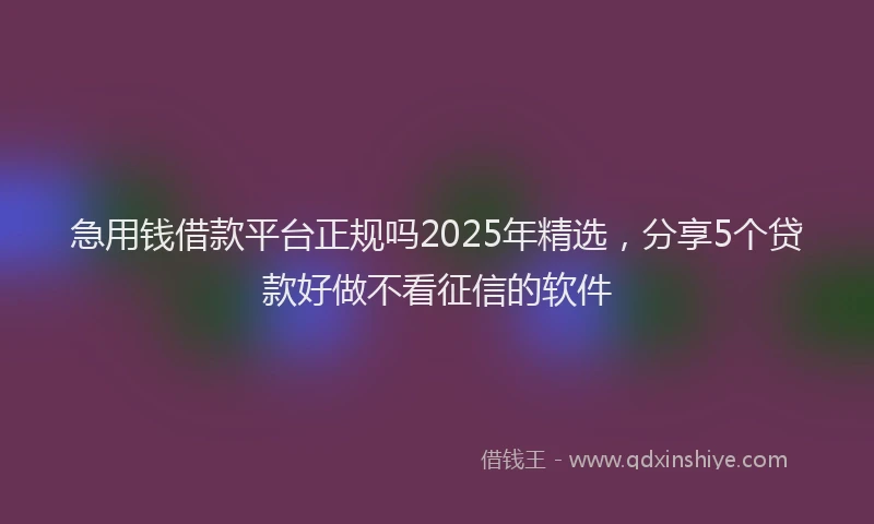 急用钱借款平台正规吗2025年精选，分享5个贷款好做不看征信的软件