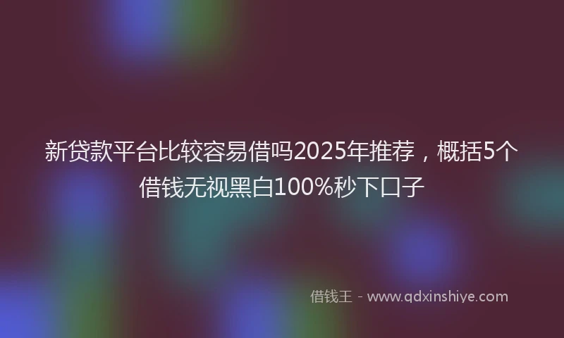 新贷款平台比较容易借吗2025年推荐，概括5个借钱无视黑白100%秒下口子