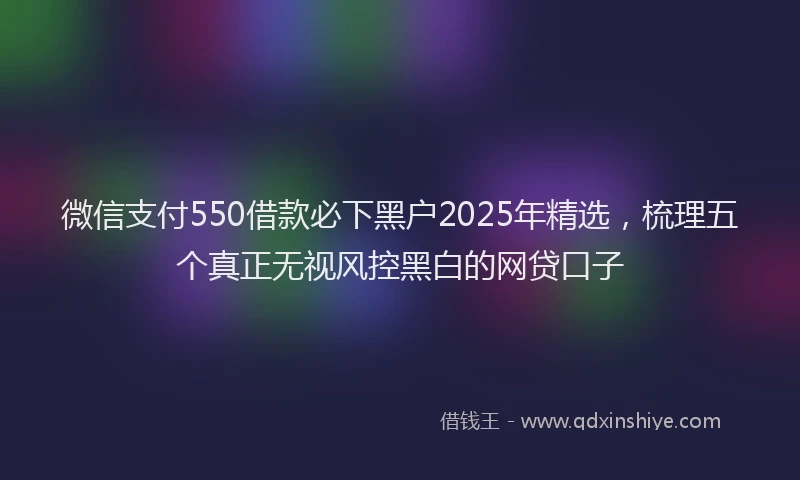 微信支付550借款必下黑户2025年精选，梳理五个真正无视风控黑白的网贷口子