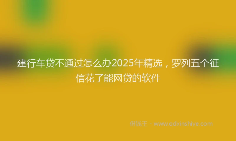 建行车贷不通过怎么办2025年精选，罗列五个征信花了能网贷的软件