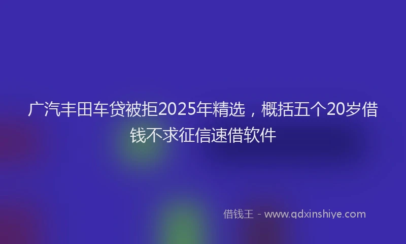 广汽丰田车贷被拒2025年精选，概括五个20岁借钱不求征信速借软件