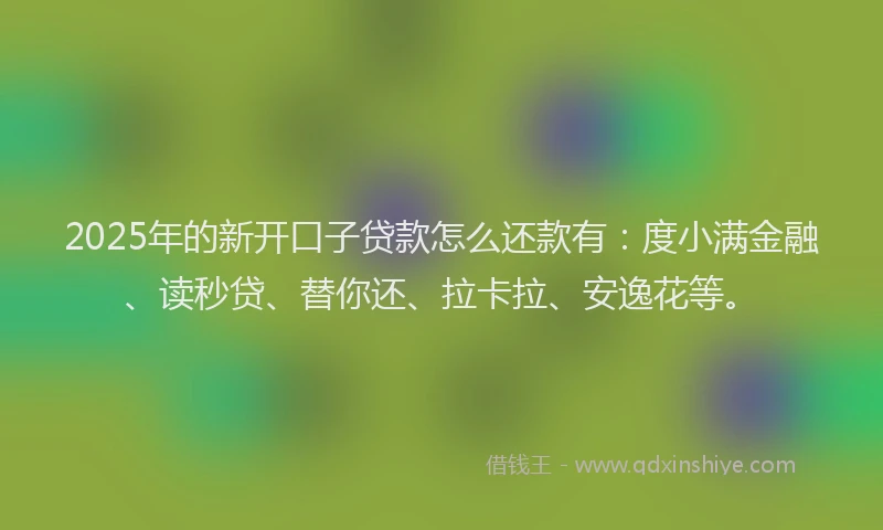 2025年的新开口子贷款怎么还款有：度小满金融、读秒贷、替你还、拉卡拉、安逸花等。