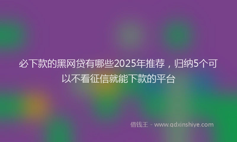 必下款的黑网贷有哪些2025年推荐，归纳5个可以不看征信就能下款的平台
