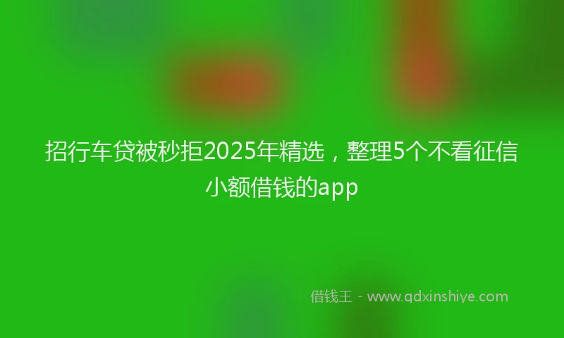 招行车贷被秒拒2025年精选，整理5个不看征信小额借钱的app