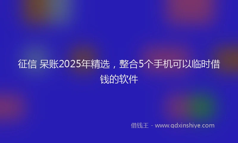 征信 呆账2025年精选，整合5个手机可以临时借钱的软件