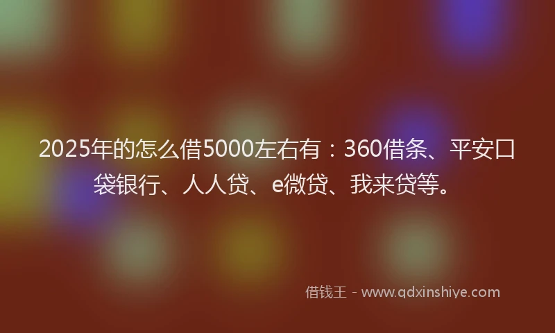 2025年的怎么借5000左右有：360借条、平安口袋银行、人人贷、e微贷、我来贷等。
