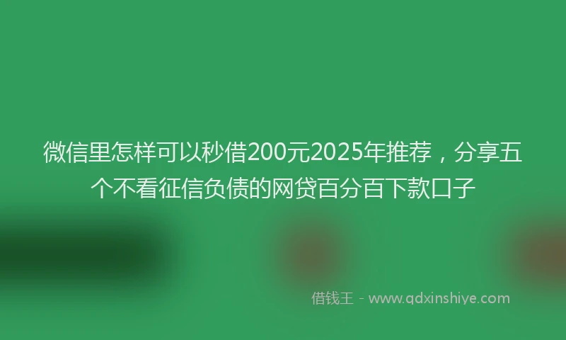 微信里怎样可以秒借200元2025年推荐，分享五个不看征信负债的网贷百分百下款口子