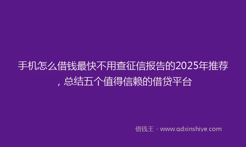 手机怎么借钱最快不用查征信报告的2025年推荐，总结五个值得信赖的借贷平台
