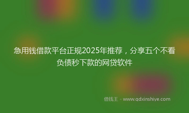 急用钱借款平台正规2025年推荐，分享五个不看负债秒下款的网贷软件