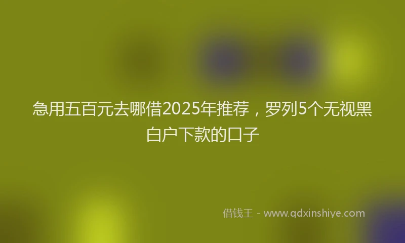 急用五百元去哪借2025年推荐，罗列5个无视黑白户下款的口子