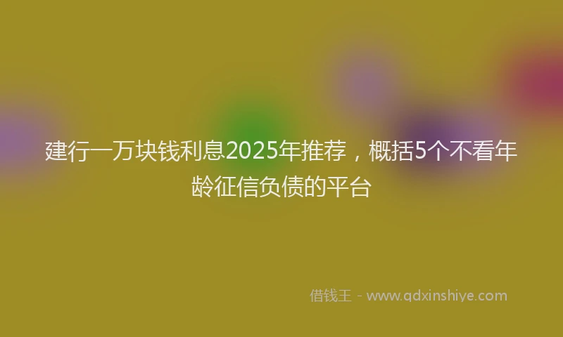 建行一万块钱利息2025年推荐，概括5个不看年龄征信负债的平台