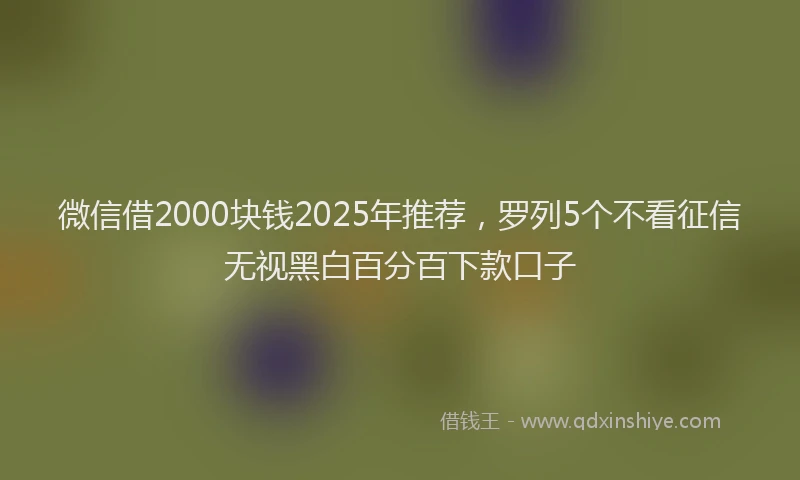 微信借2000块钱2025年推荐，罗列5个不看征信无视黑白百分百下款口子