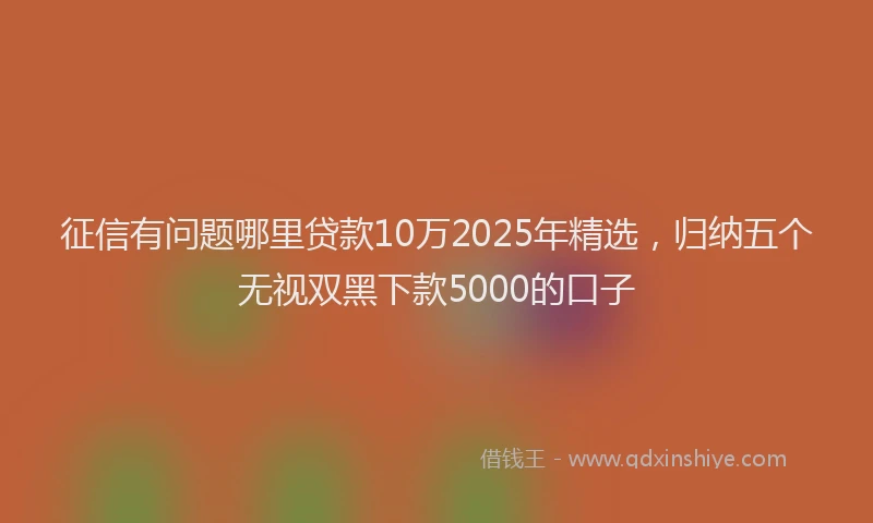 征信有问题哪里贷款10万2025年精选，归纳五个无视双黑下款5000的口子