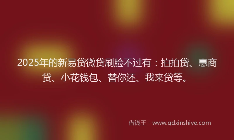 2025年的新易贷微贷刷脸不过有：拍拍贷、惠商贷、小花钱包、替你还、我来贷等。