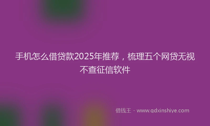 手机怎么借贷款2025年推荐，梳理五个网贷无视不查征信软件