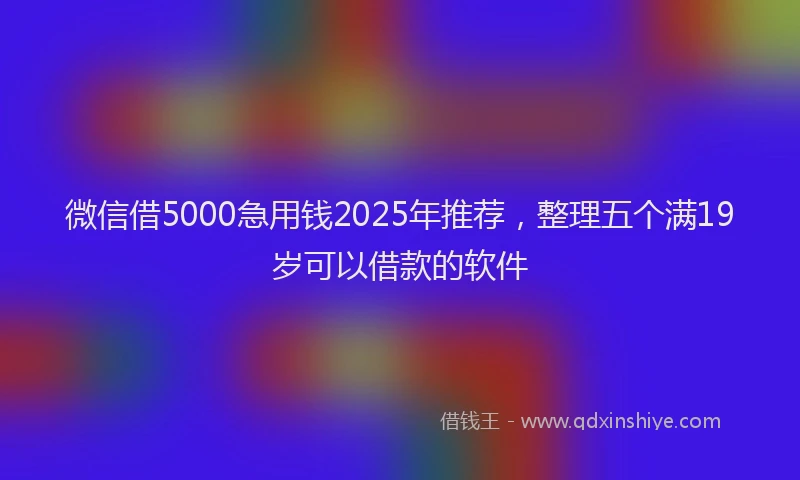微信借5000急用钱2025年推荐，整理五个满19岁可以借款的软件