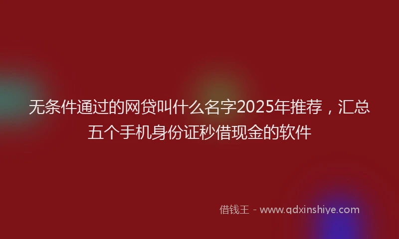 无条件通过的网贷叫什么名字2025年推荐，汇总五个手机身份证秒借现金的软件