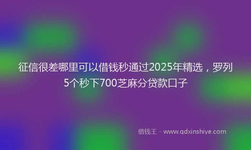 征信很差哪里可以借钱秒通过2025年精选，罗列5个秒下700芝麻分贷款口子