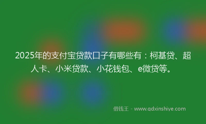 2025年的支付宝贷款口子有哪些有：柯基贷、超人卡、小米贷款、小花钱包、e微贷等。