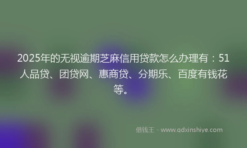 2025年的无视逾期芝麻信用贷款怎么办理有：51人品贷、团贷网、惠商贷、分期乐、百度有钱花等。