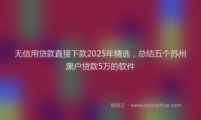 无信用贷款直接下款2025年精选，总结五个苏州黑户贷款5万的软件