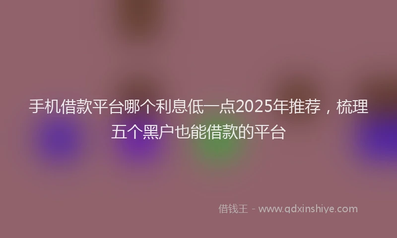 手机借款平台哪个利息低一点2025年推荐，梳理五个黑户也能借款的平台