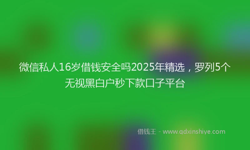 微信私人16岁借钱安全吗2025年精选，罗列5个无视黑白户秒下款口子平台