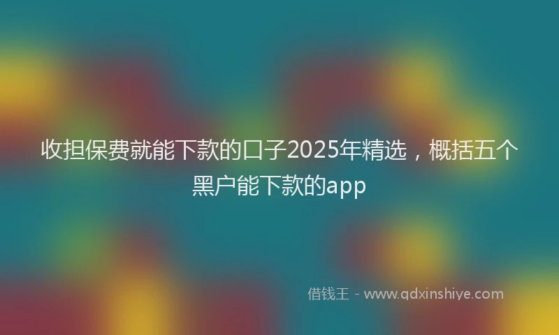 收担保费就能下款的口子2025年精选，概括五个黑户能下款的app