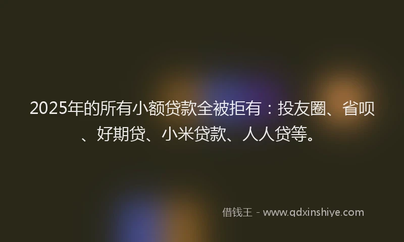 2025年的所有小额贷款全被拒有：投友圈、省呗、好期贷、小米贷款、人人贷等。