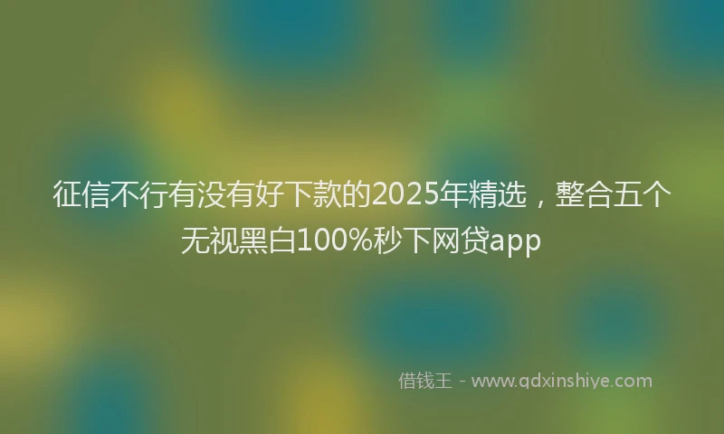 征信不行有没有好下款的2025年精选，整合五个无视黑白100%秒下网贷app