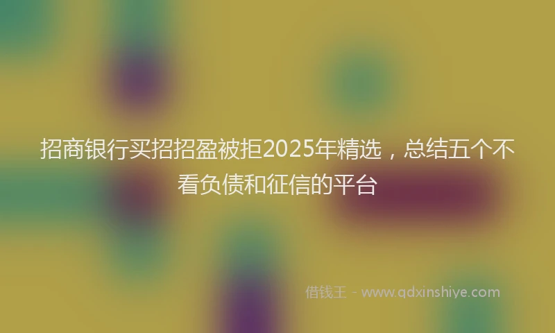 招商银行买招招盈被拒2025年精选，总结五个不看负债和征信的平台
