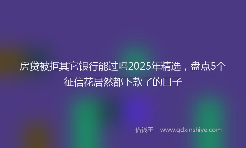 房贷被拒其它银行能过吗2025年精选，盘点5个征信花居然都下款了的口子