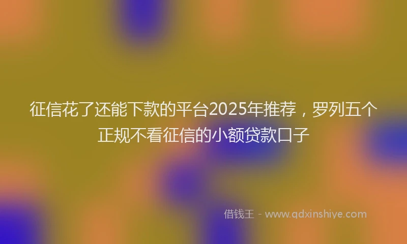 征信花了还能下款的平台2025年推荐，罗列五个正规不看征信的小额贷款口子