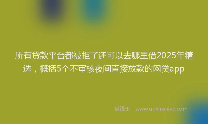 所有贷款平台都被拒了还可以去哪里借2025年精选，概括5个不审核夜间直接放款的网贷app