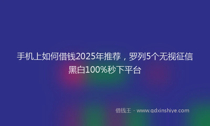 手机上如何借钱2025年推荐，罗列5个无视征信黑白100%秒下平台