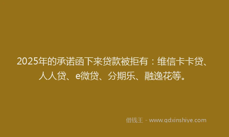 2025年的承诺函下来贷款被拒有：维信卡卡贷、人人贷、e微贷、分期乐、融逸花等。