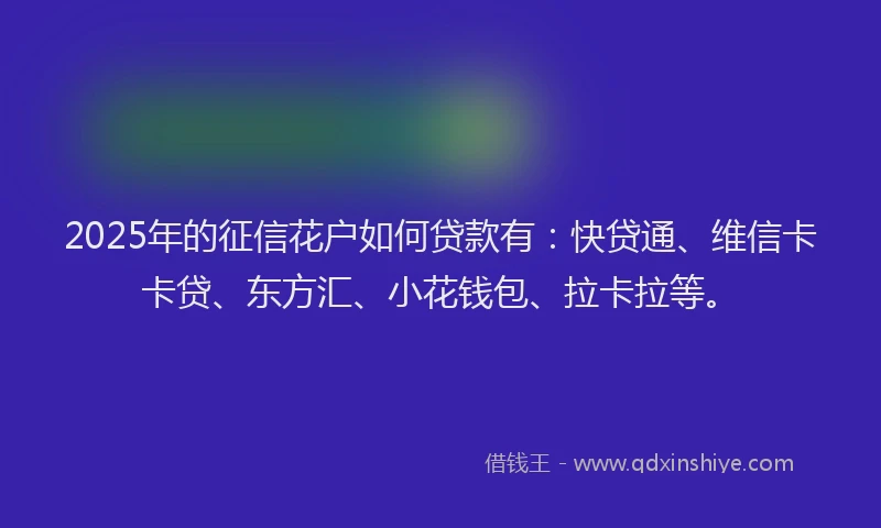 2025年的征信花户如何贷款有：快贷通、维信卡卡贷、东方汇、小花钱包、拉卡拉等。