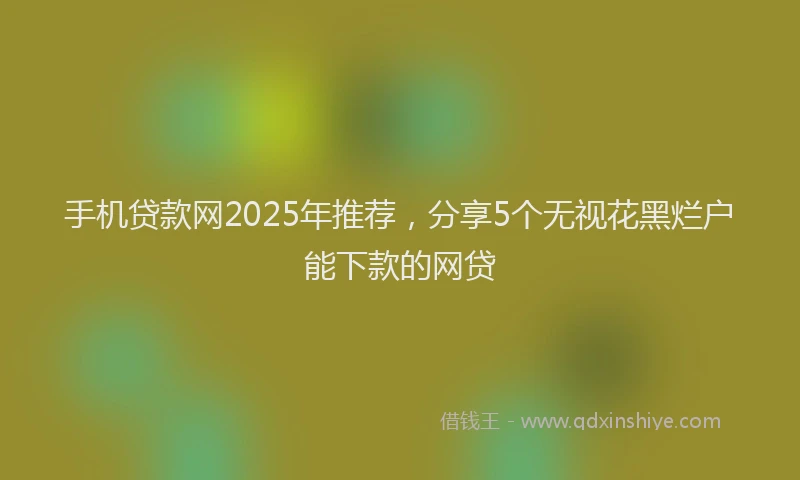 手机贷款网2025年推荐，分享5个无视花黑烂户能下款的网贷