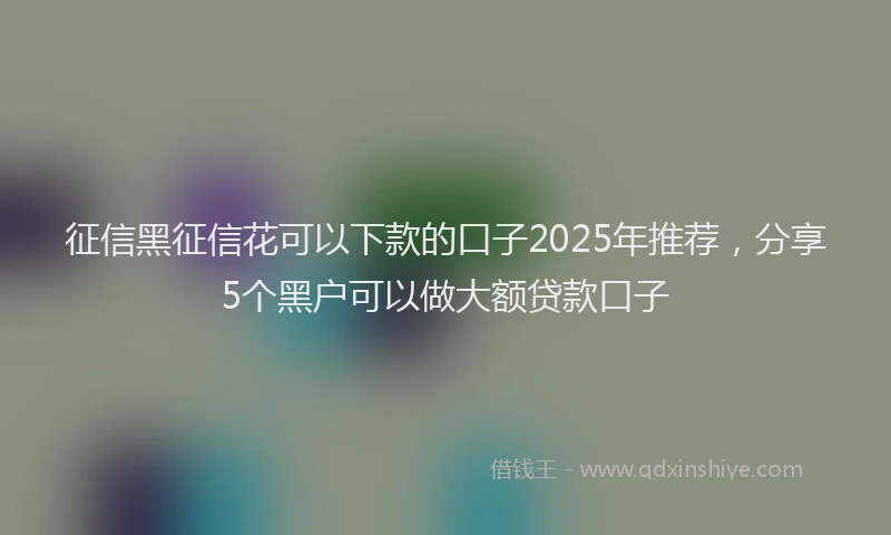 征信黑征信花可以下款的口子2025年推荐，分享5个黑户可以做大额贷款口子