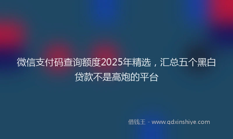 微信支付码查询额度2025年精选，汇总五个黑白贷款不是高炮的平台